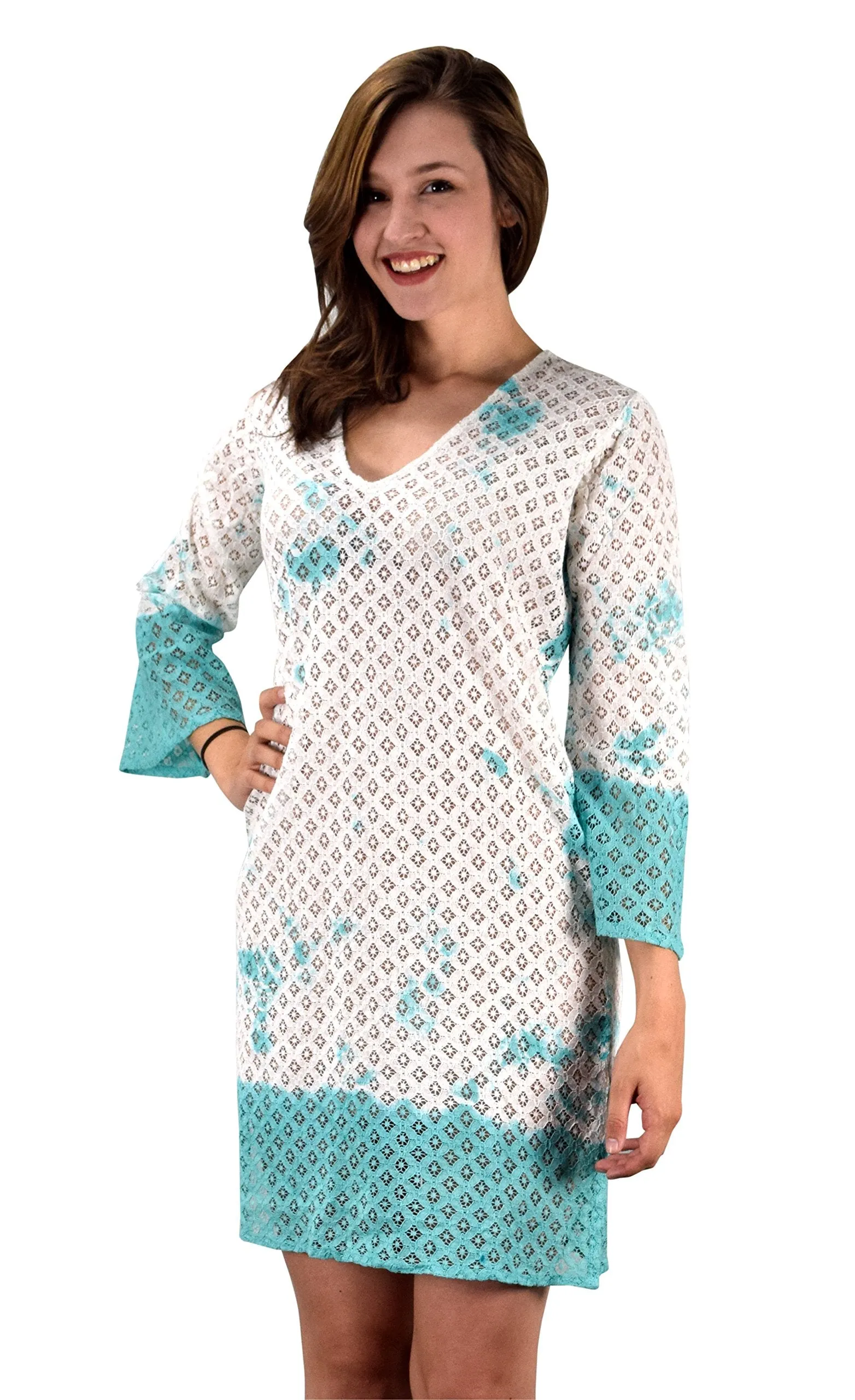100% Cotton Womens Crochet Lace Tunic Summer Cover Ups Beach Wear