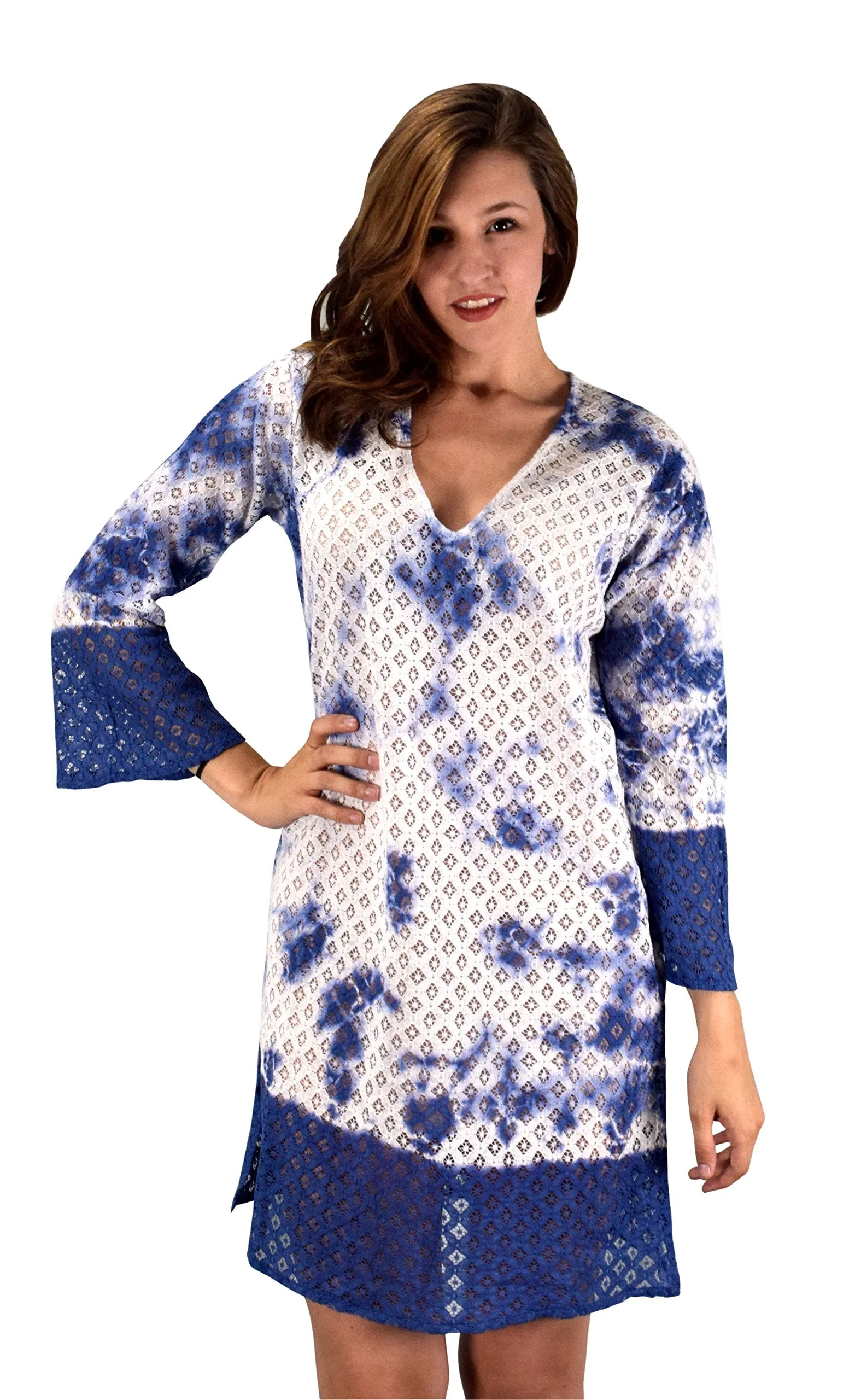 100% Cotton Womens Crochet Lace Tunic Summer Cover Ups Beach Wear