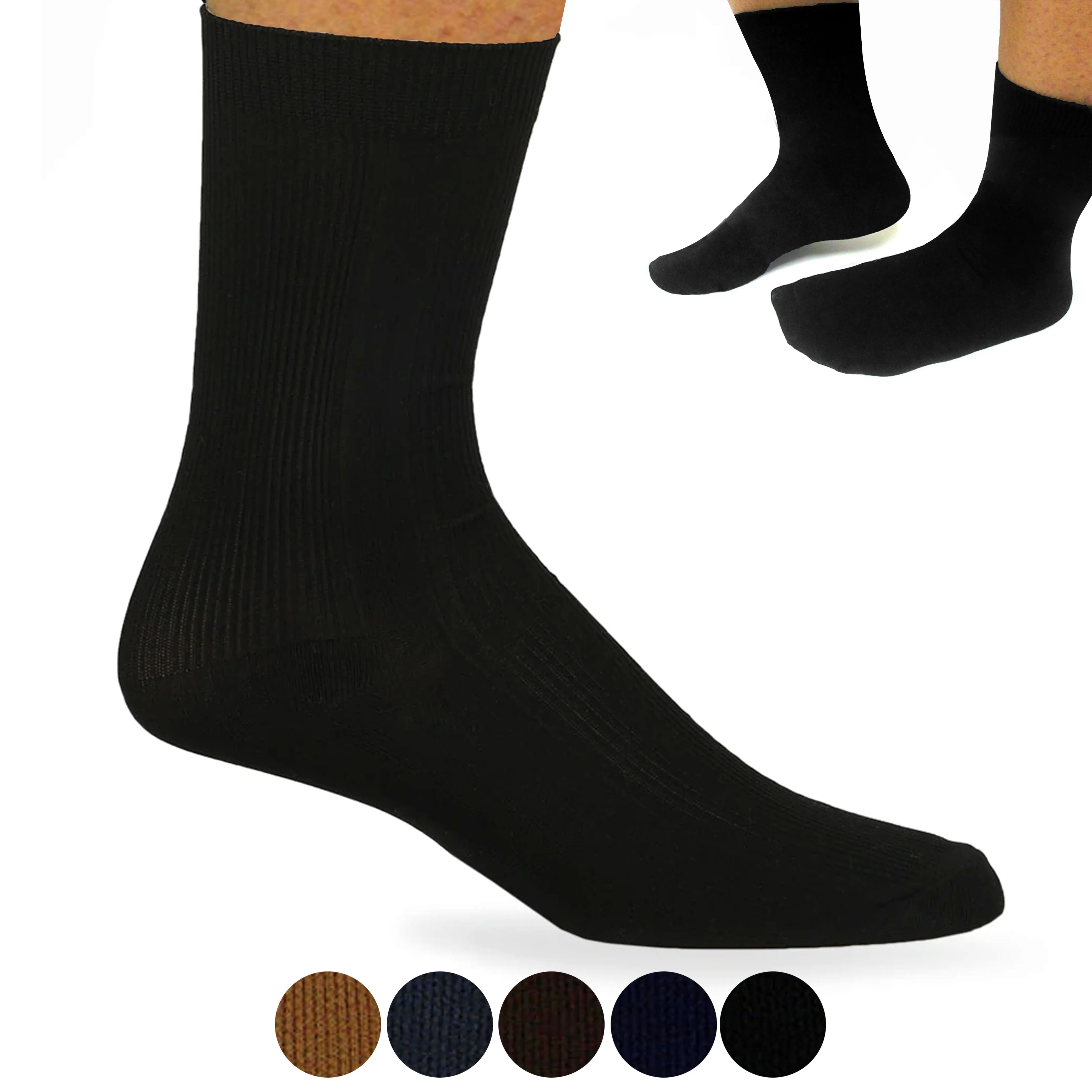 12 Pairs Mens Dress Socks Work Casual Crew Multi Color Wedding Business 10-13