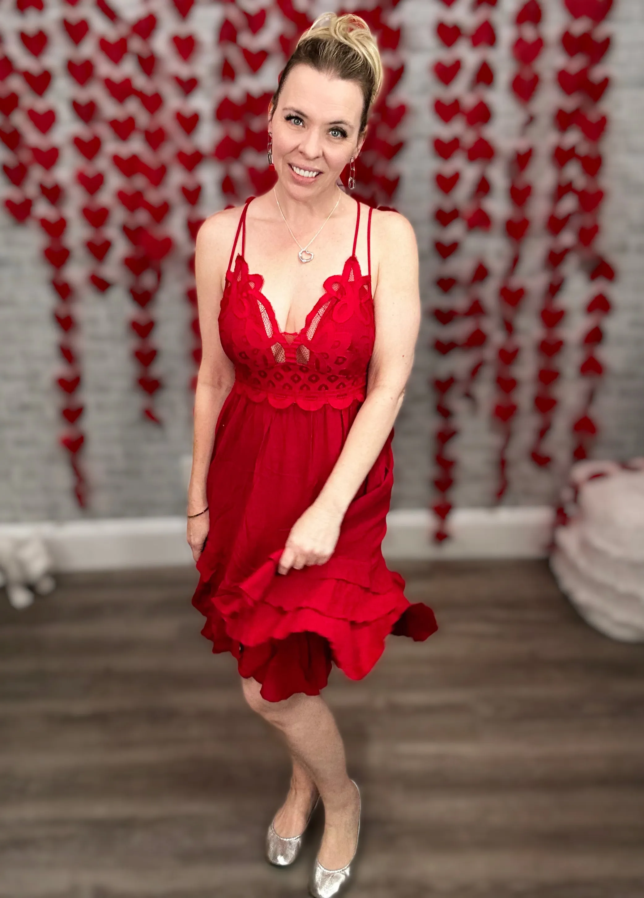 2 Colors - Tiered Slip Dress with Crochet Lace and Multi Strap Details