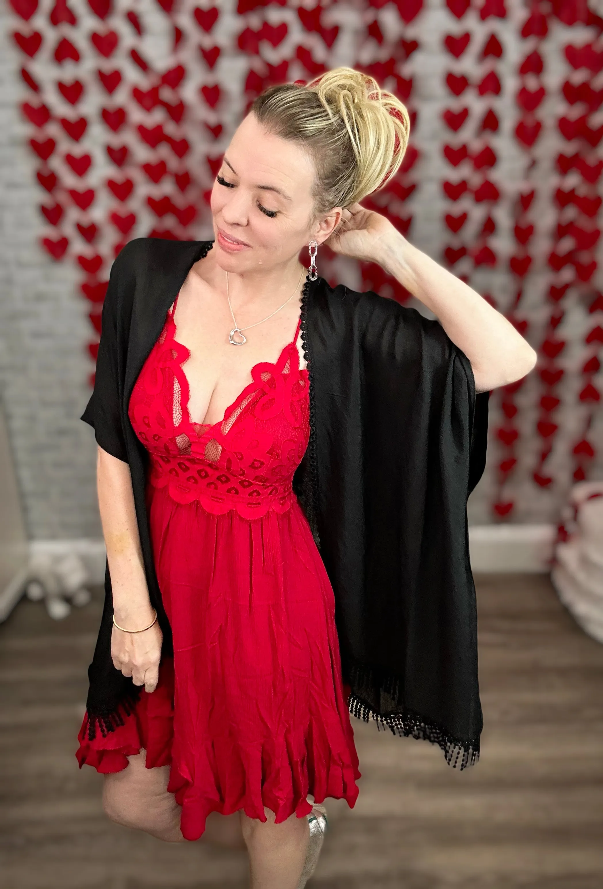 2 Colors - Tiered Slip Dress with Crochet Lace and Multi Strap Details