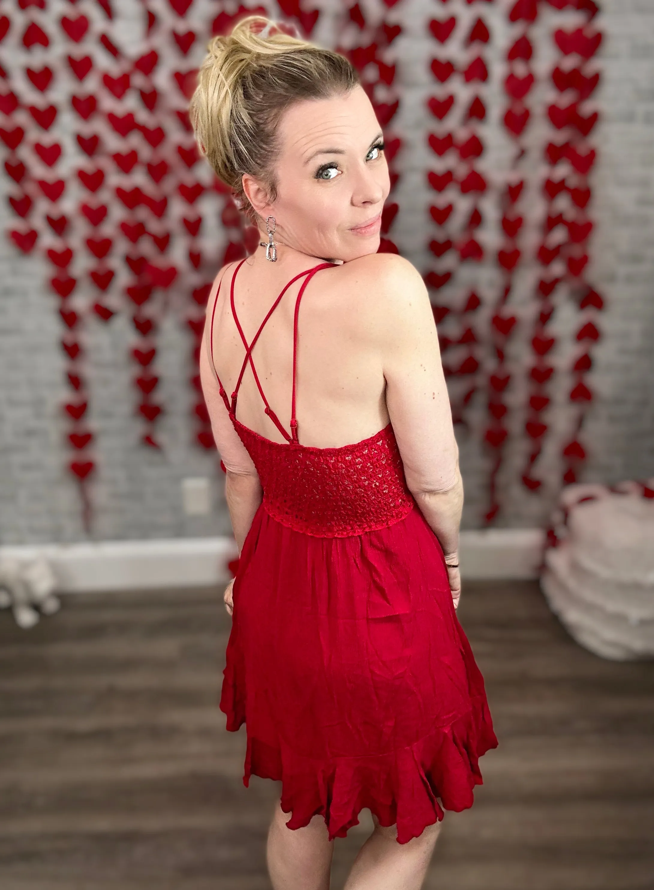 2 Colors - Tiered Slip Dress with Crochet Lace and Multi Strap Details