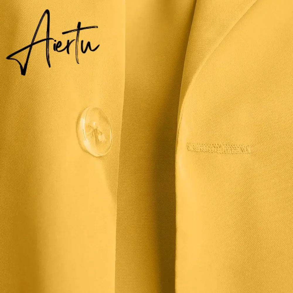 Aiertu Fashion Women's Business Suits Autumn OL Long Sleeve Blazer and High Waist Pants  Casual Solid Oversized Sreetwear