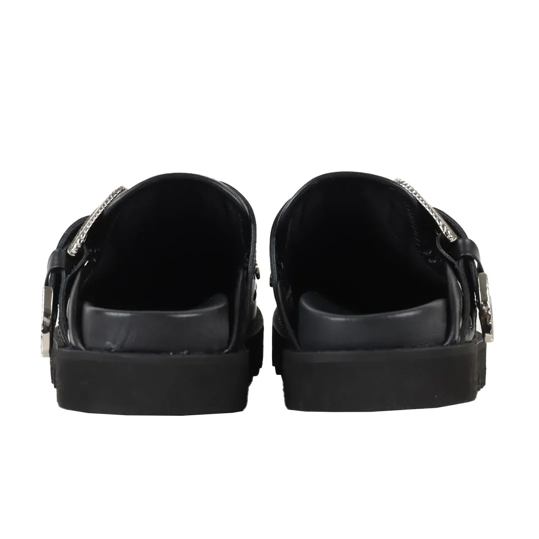 AJ1327 - PADDED LEATHER SANDAL BLACK