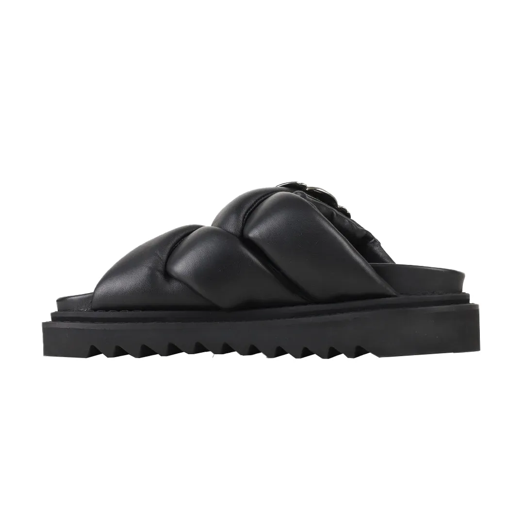 AJ1327 - PADDED LEATHER SANDAL BLACK