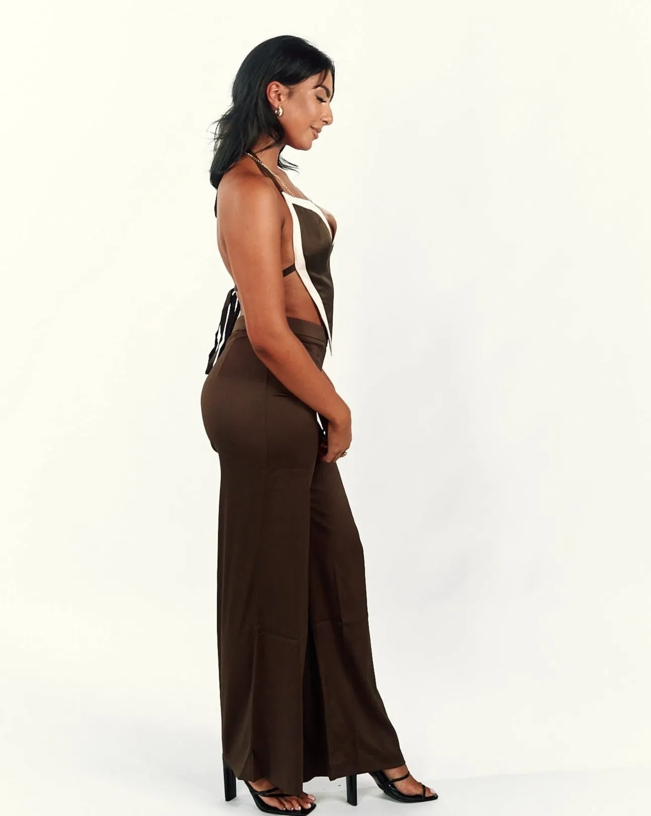 BAMBI PANT - BROWN HIGH WAISTED PANTS