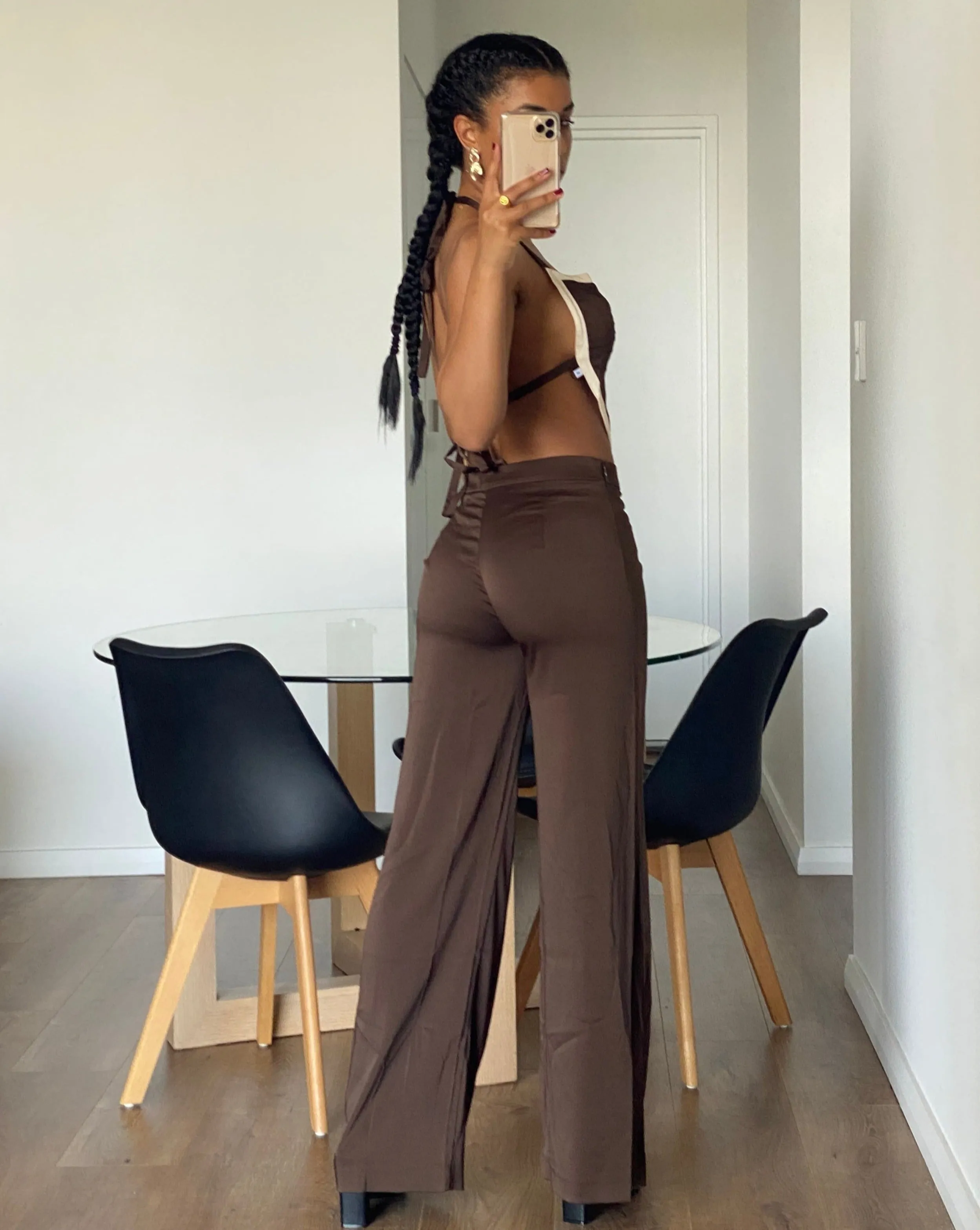 BAMBI PANT - BROWN HIGH WAISTED PANTS
