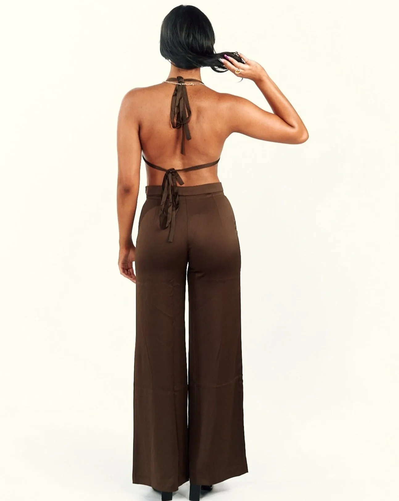 BAMBI PANT - BROWN HIGH WAISTED PANTS