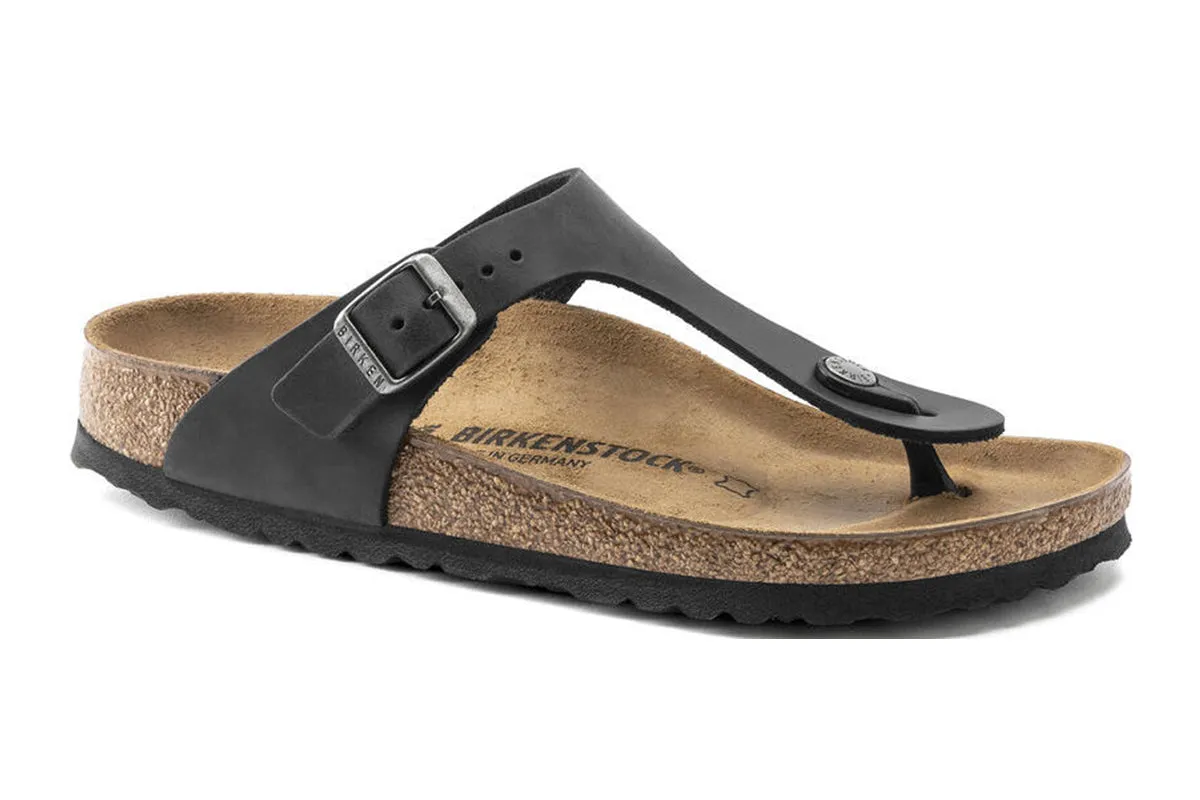 Birkenstock Gizeh R Black Oiled Leather Womens