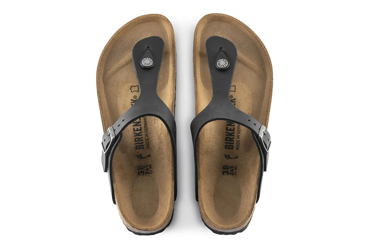 Birkenstock Gizeh R Black Oiled Leather Womens