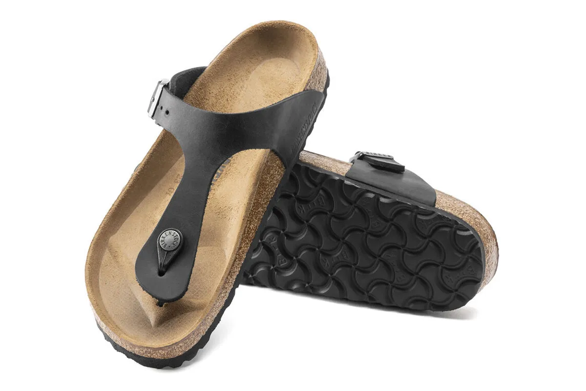 Birkenstock Gizeh R Black Oiled Leather Womens