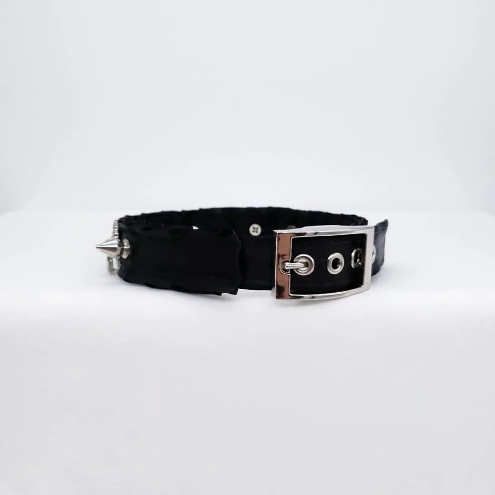 Black and Silver Spiked Sparkling Collar