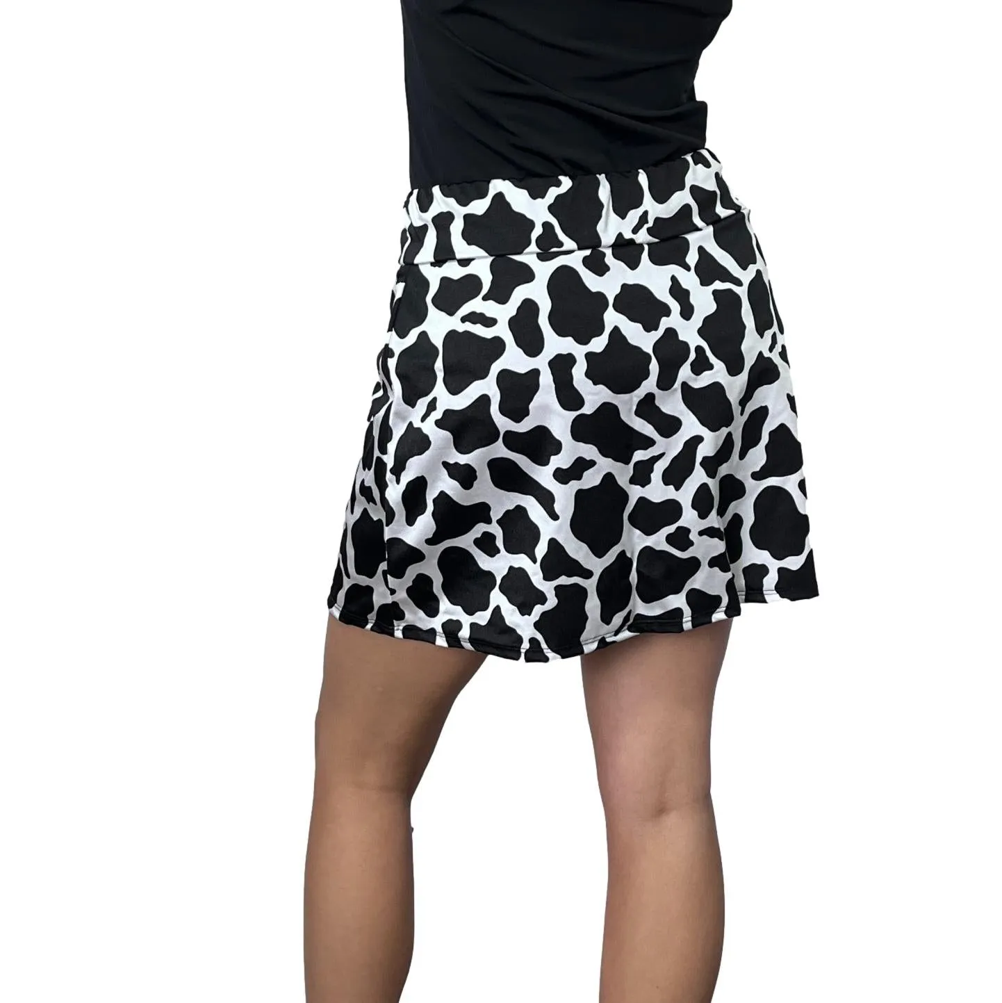 Black and White Cow Print Athletic Slim Golf Skort