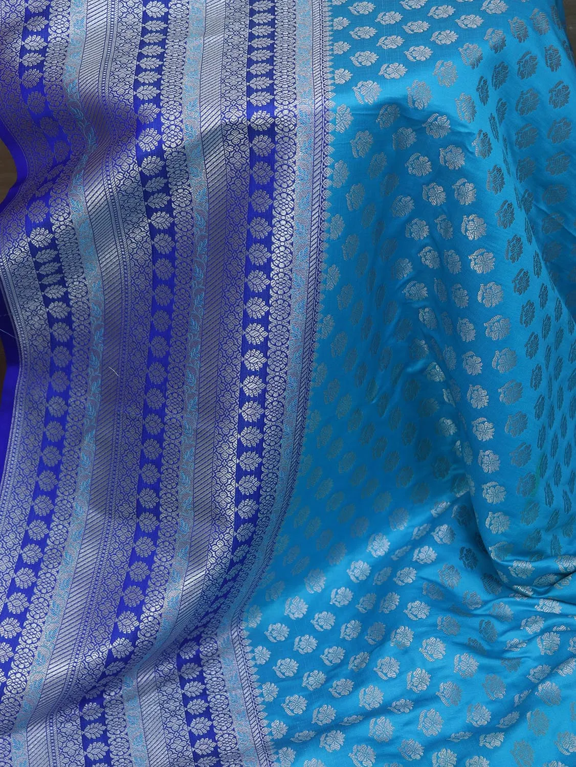 Blue Banarasi Silk Fabric ( 0.75 Mtr )