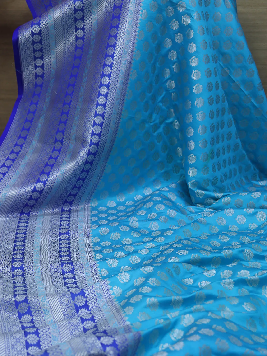 Blue Banarasi Silk Fabric ( 0.75 Mtr )