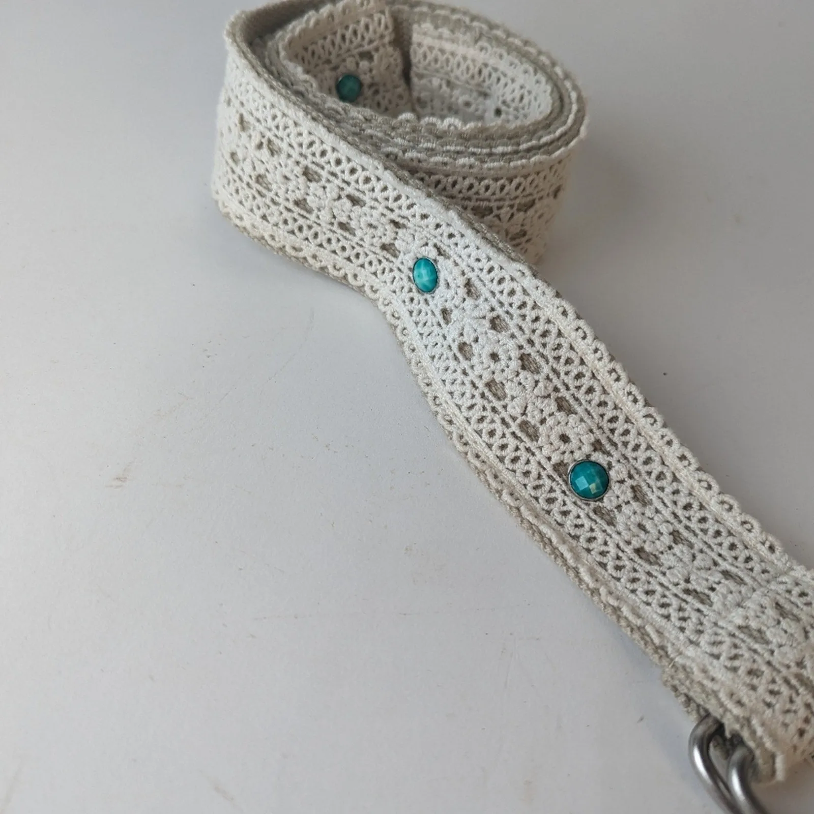Boho Crochet Faux Turquoise Belt