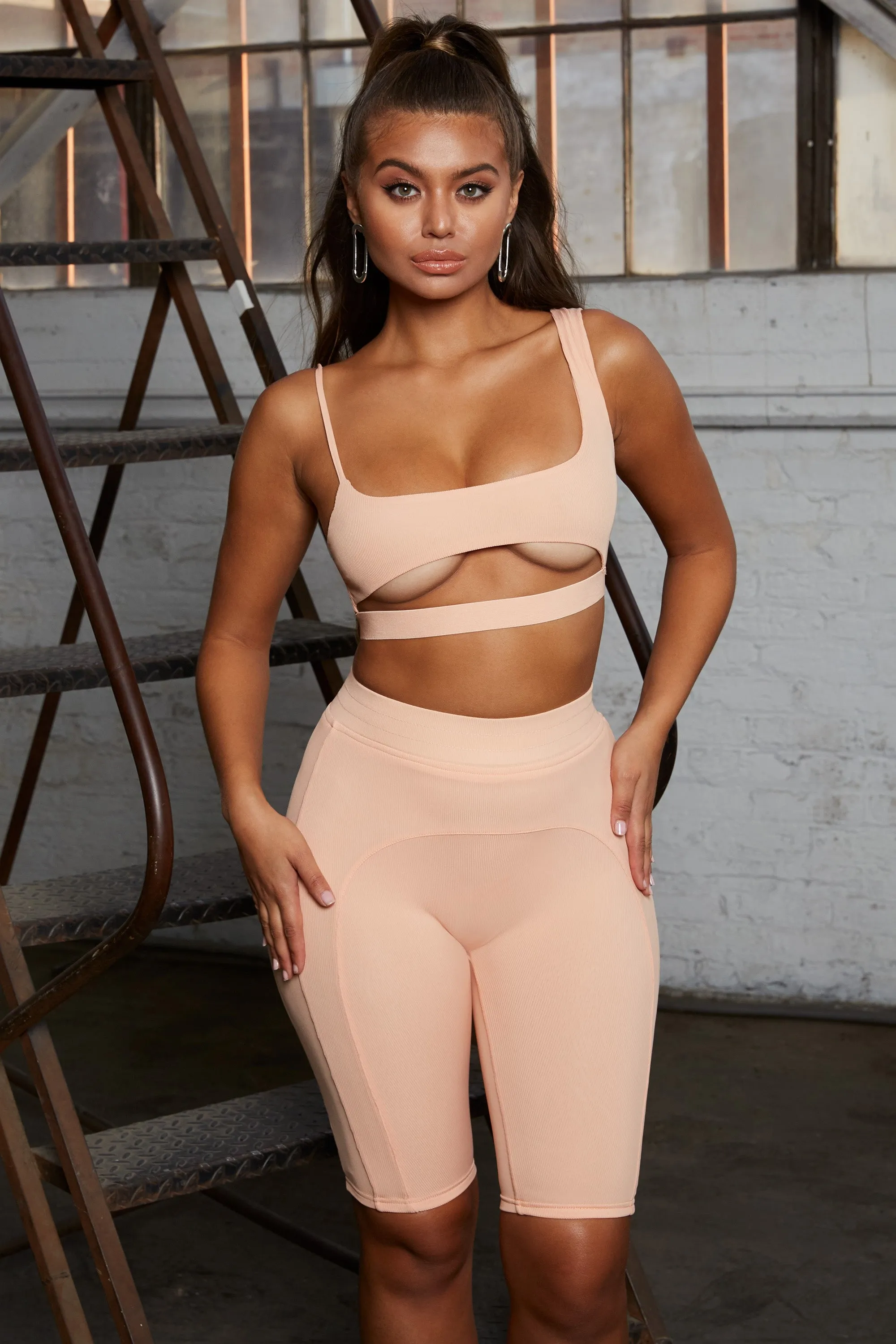 Caught Short High Waisted Cycle Shorts in Peach