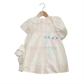 Christening Baby Girl Silk Dress With Swarovski Elements