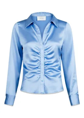Christy Satin Shirt - Sky Blue