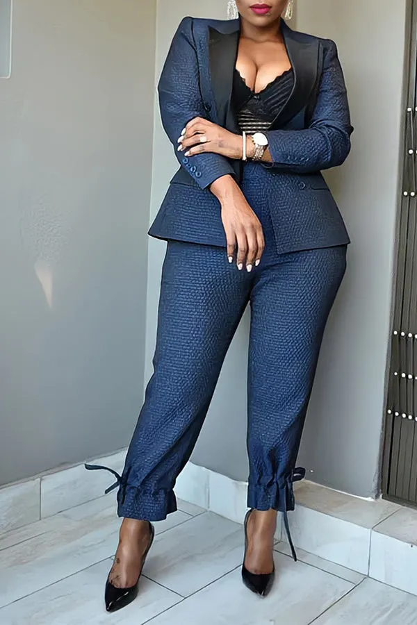 Classic Peak Collar Breasted Blazer & Pants Set