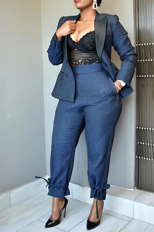 Classic Peak Collar Breasted Blazer & Pants Set