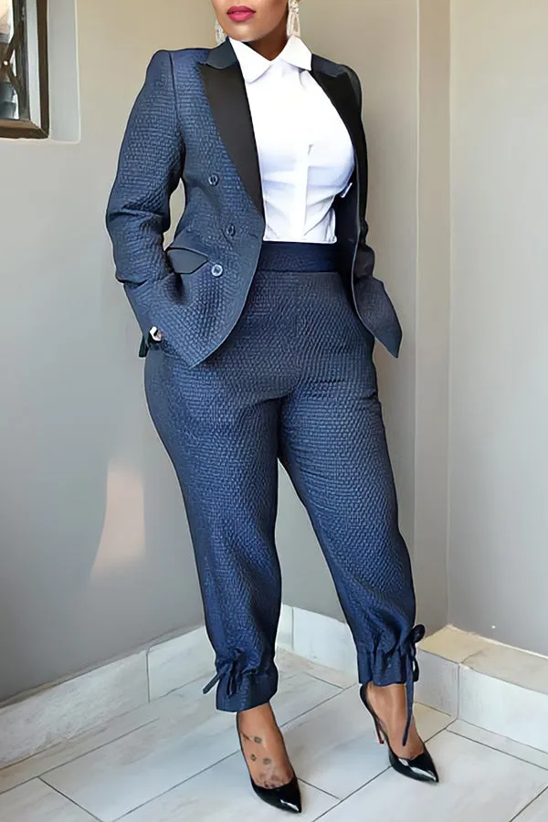 Classic Peak Collar Breasted Blazer & Pants Set