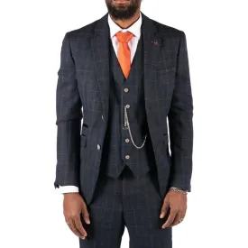 cody - Men's Boys 3 Piece Suit Tan Navy Check Wedding Prom Formal