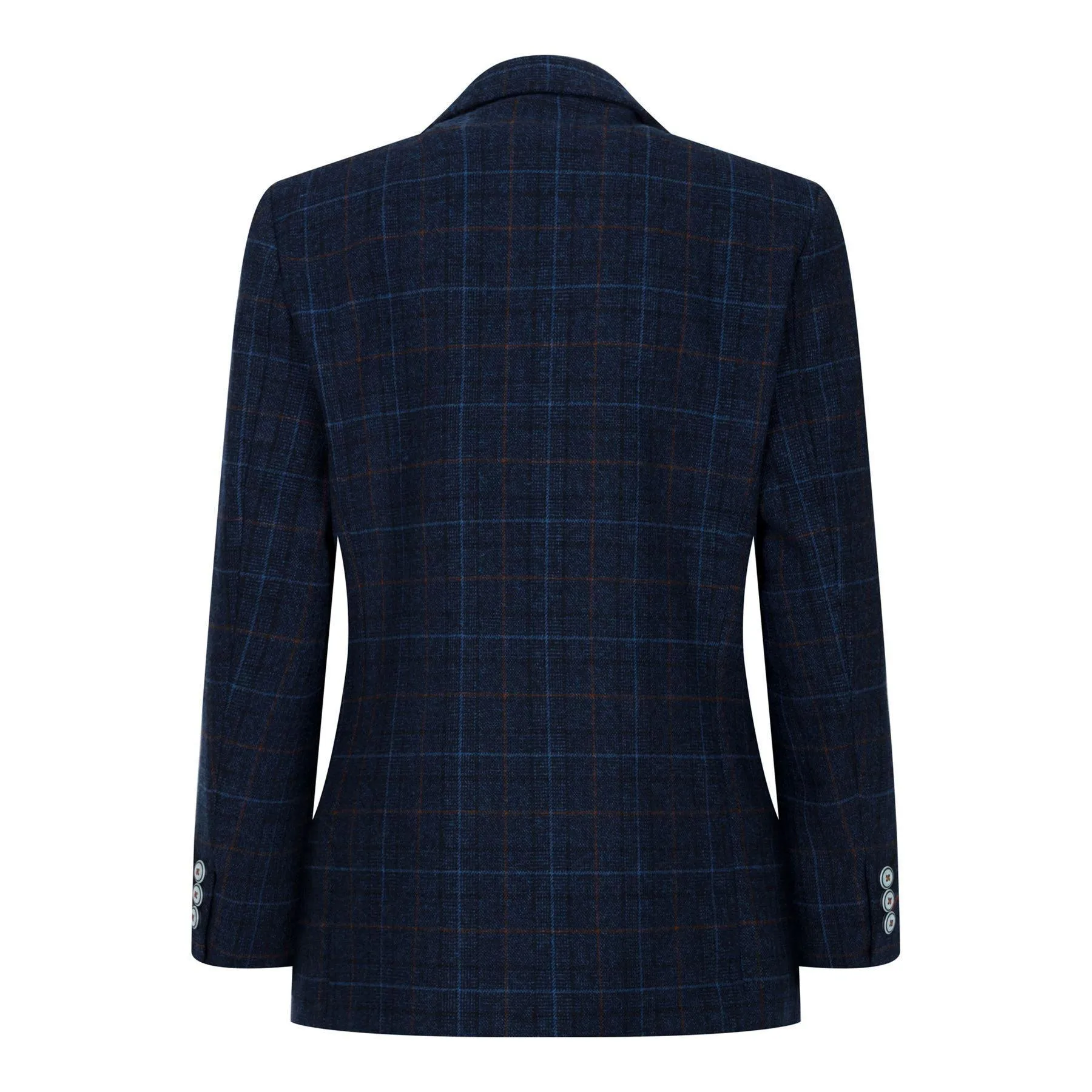 cody - Men's Boys 3 Piece Suit Tan Navy Check Wedding Prom Formal