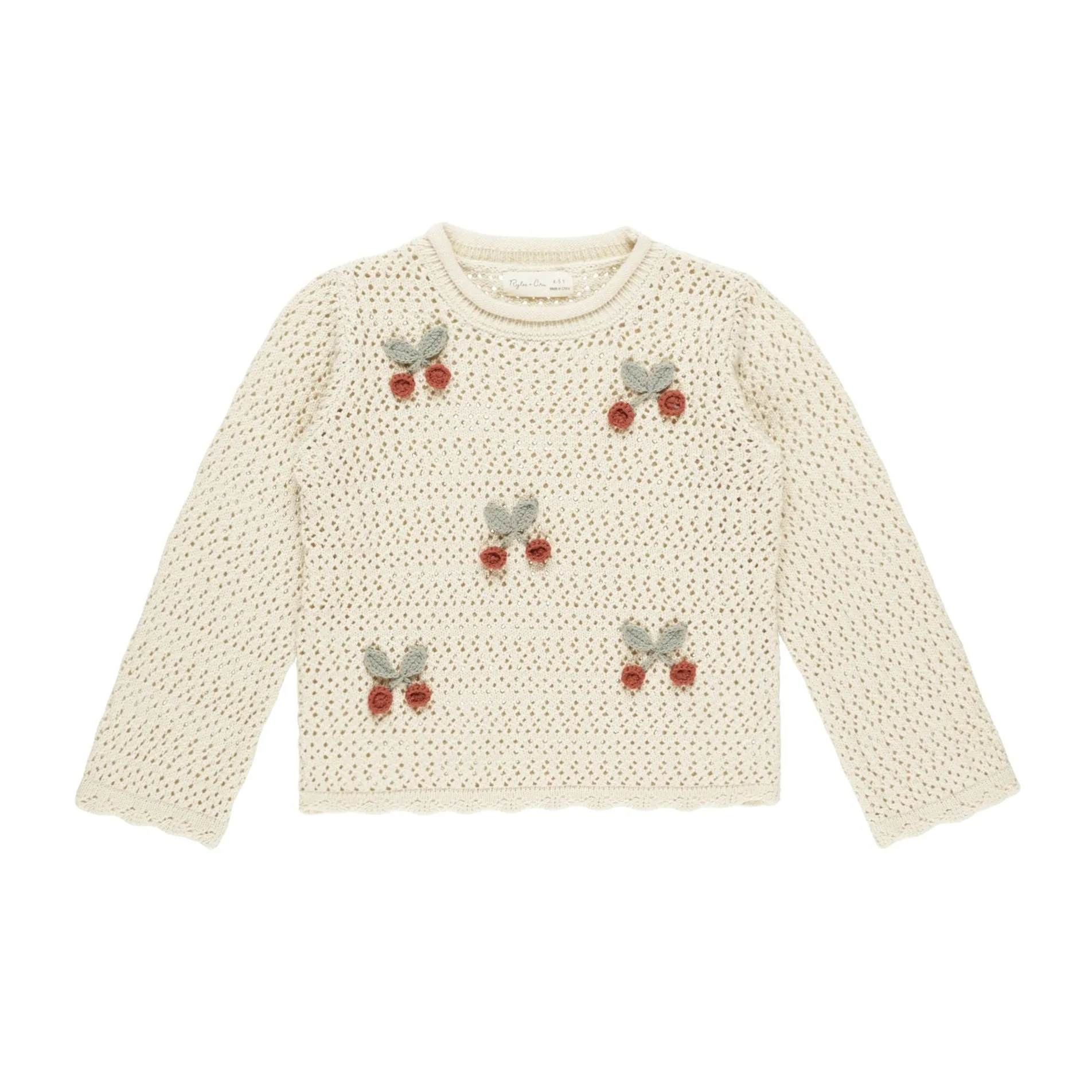 Crochet Knit Pullover - Cherries by Rylee   Cru