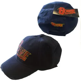 David Bowie Unisex Baseball Cap: Flash Logo Navy Blue