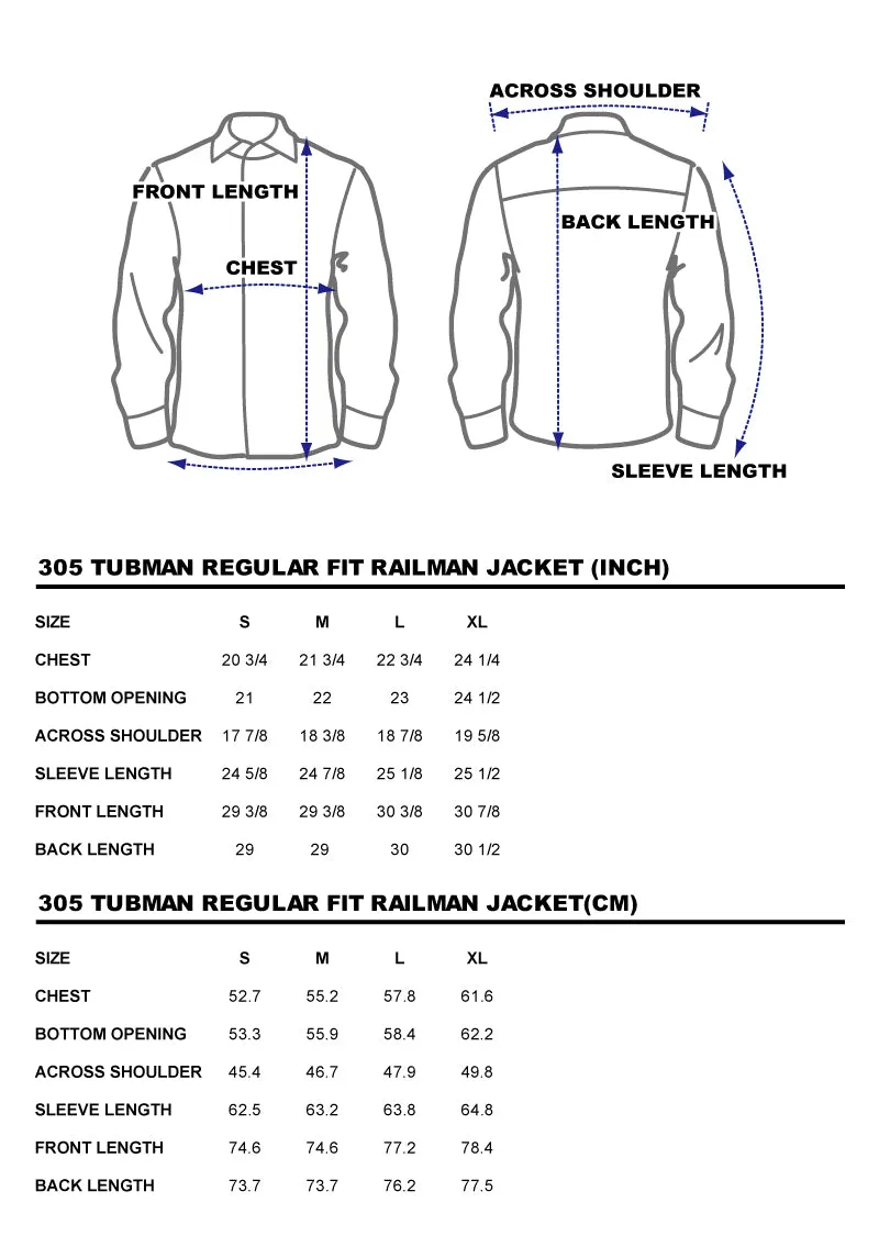 DDL 305-TUBMAN REGULAR FIT RAILMAN JACKET CONE MILLS- 13oz- INDIGO- T RINSE