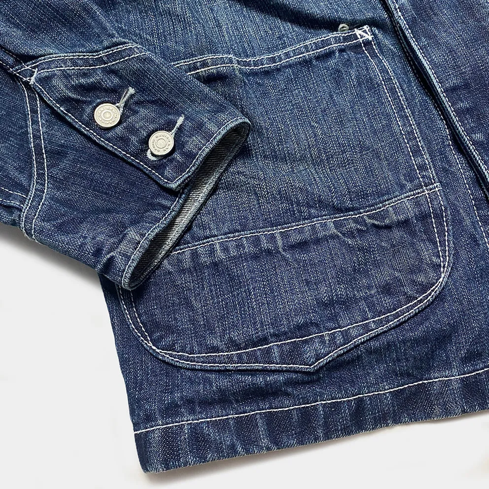 DDL 305 TUBMAN-V1 REGULAR FIT VINTAGE INSPIRED RAILMAN JACKET CONE MILLS-13oz-V1 INDIGO