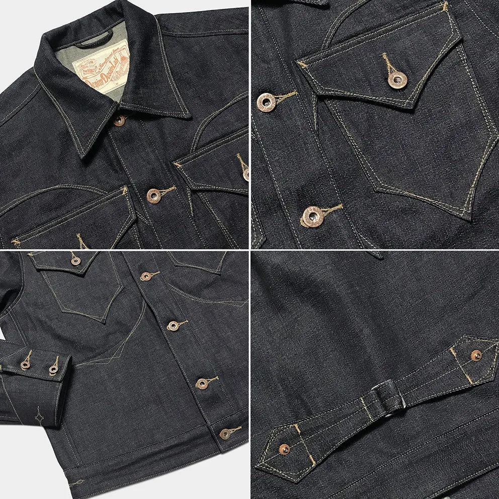 DDL 311R-JERICHO 'V' REGULAR FIT 4 POCKET CONE MILLS ORGANIC COTTON JACKET-12.75OZ-RAW INDIGO