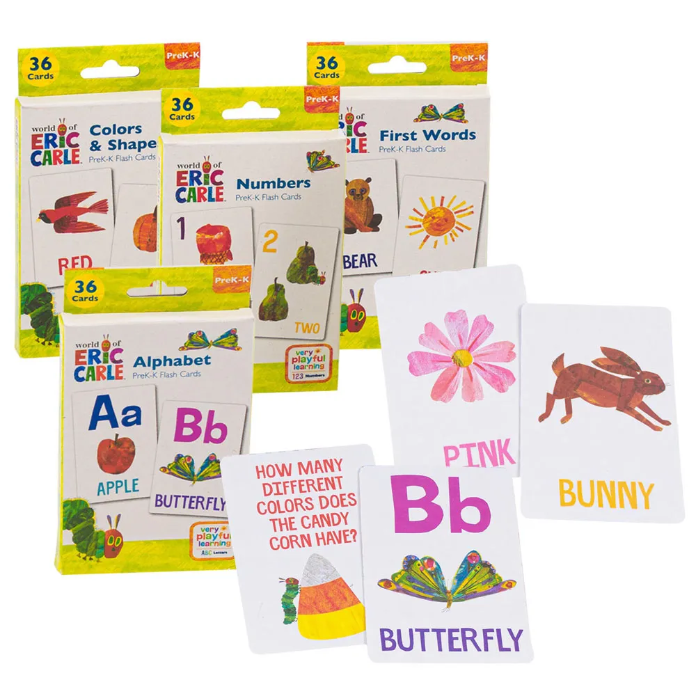 Eric Carle 144 Flash Cards PreK-K Toddler Animal ABC Numbers Words Color Shapes
