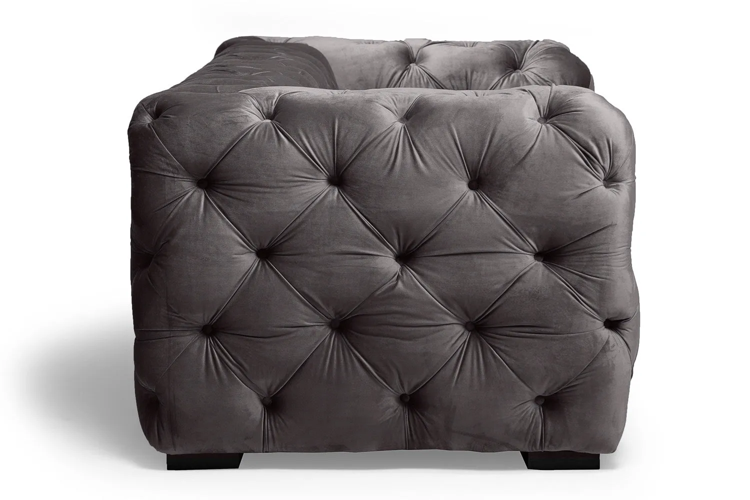 Fio Furniture Turquois Blue Velvet Tufted Button 3 Seater Couch