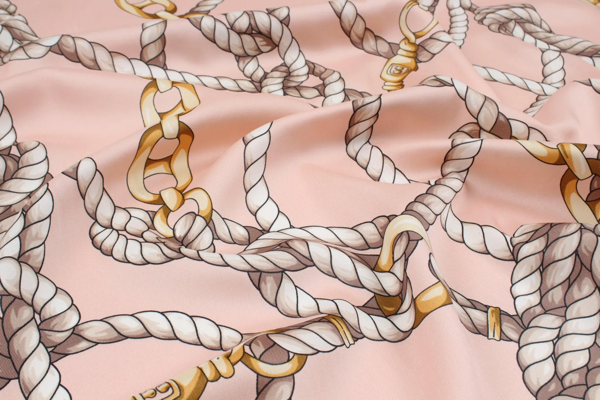 Fluid Printed Twill Satin - Chains - Double Face