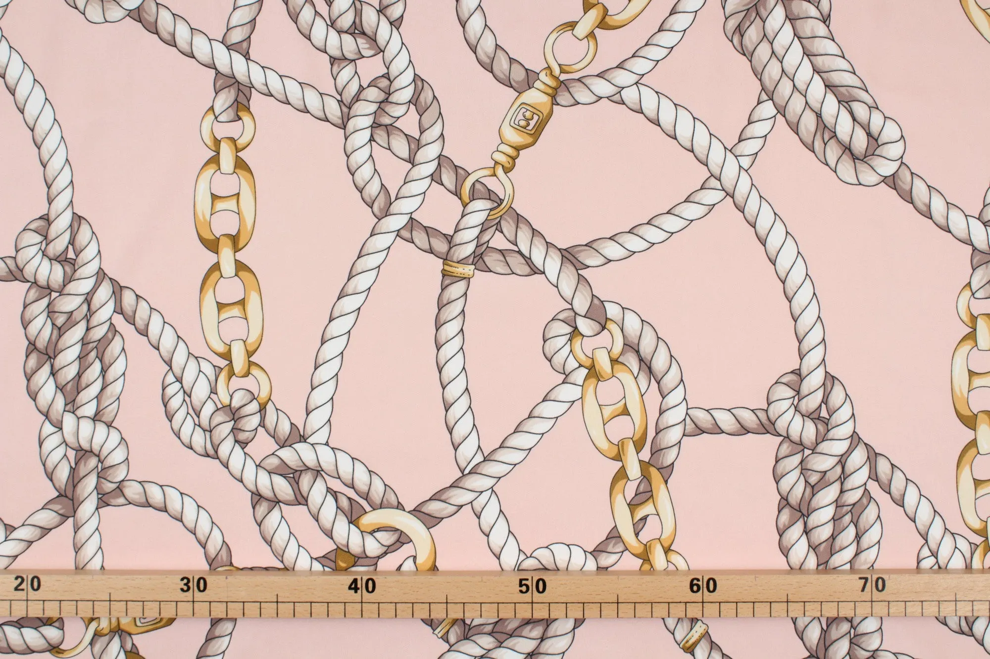 Fluid Printed Twill Satin - Chains - Double Face