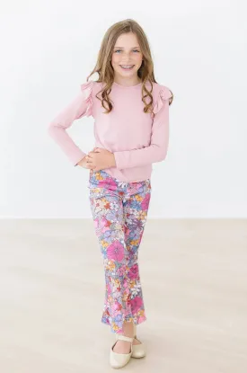 Girls Mauve What's Up Buttercup Ribbed Velvet Bells