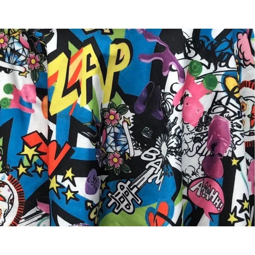 Graffiti Print Athletic Flare Skort