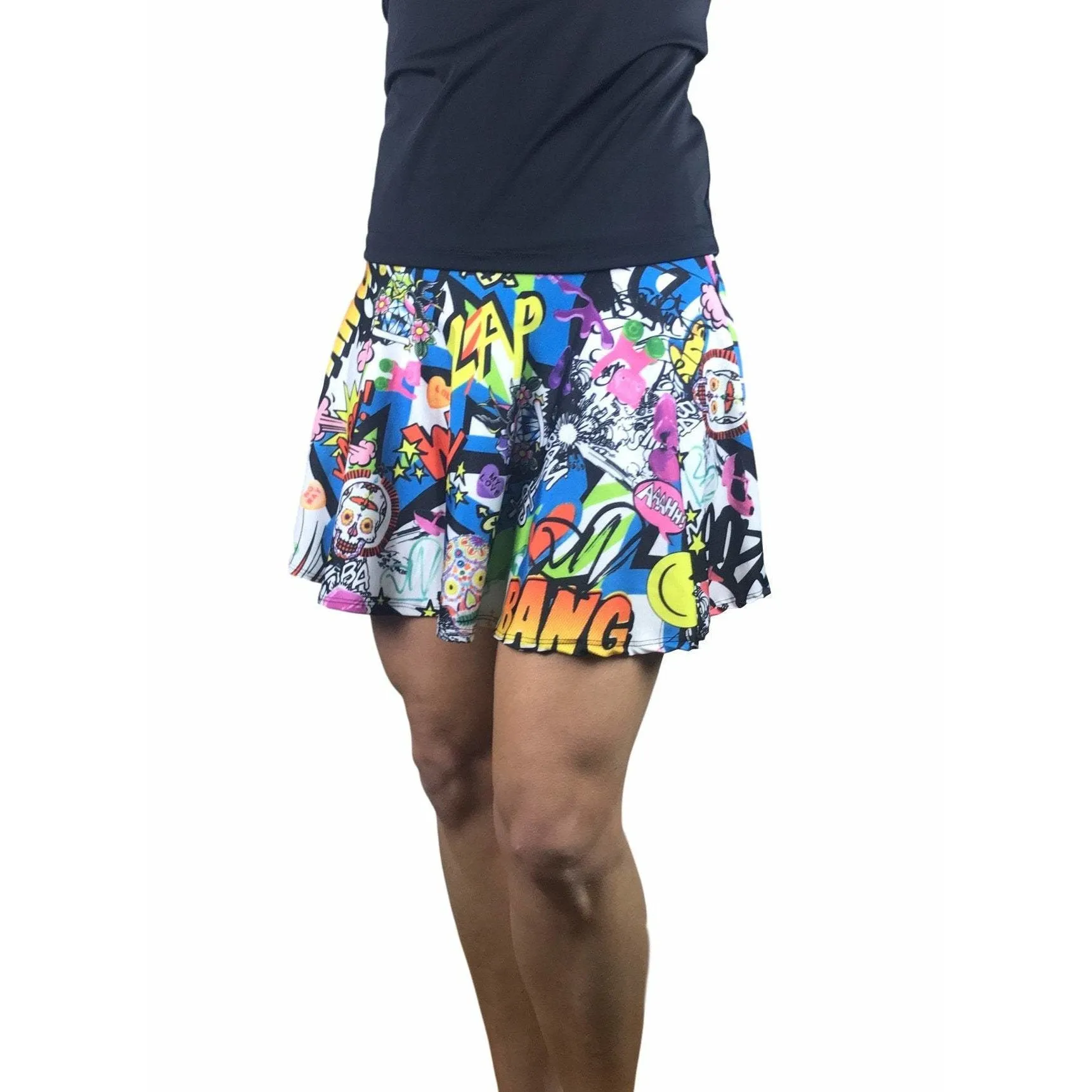 Graffiti Print Athletic Flare Skort