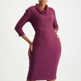 Grape long sleeve cowl neck dress