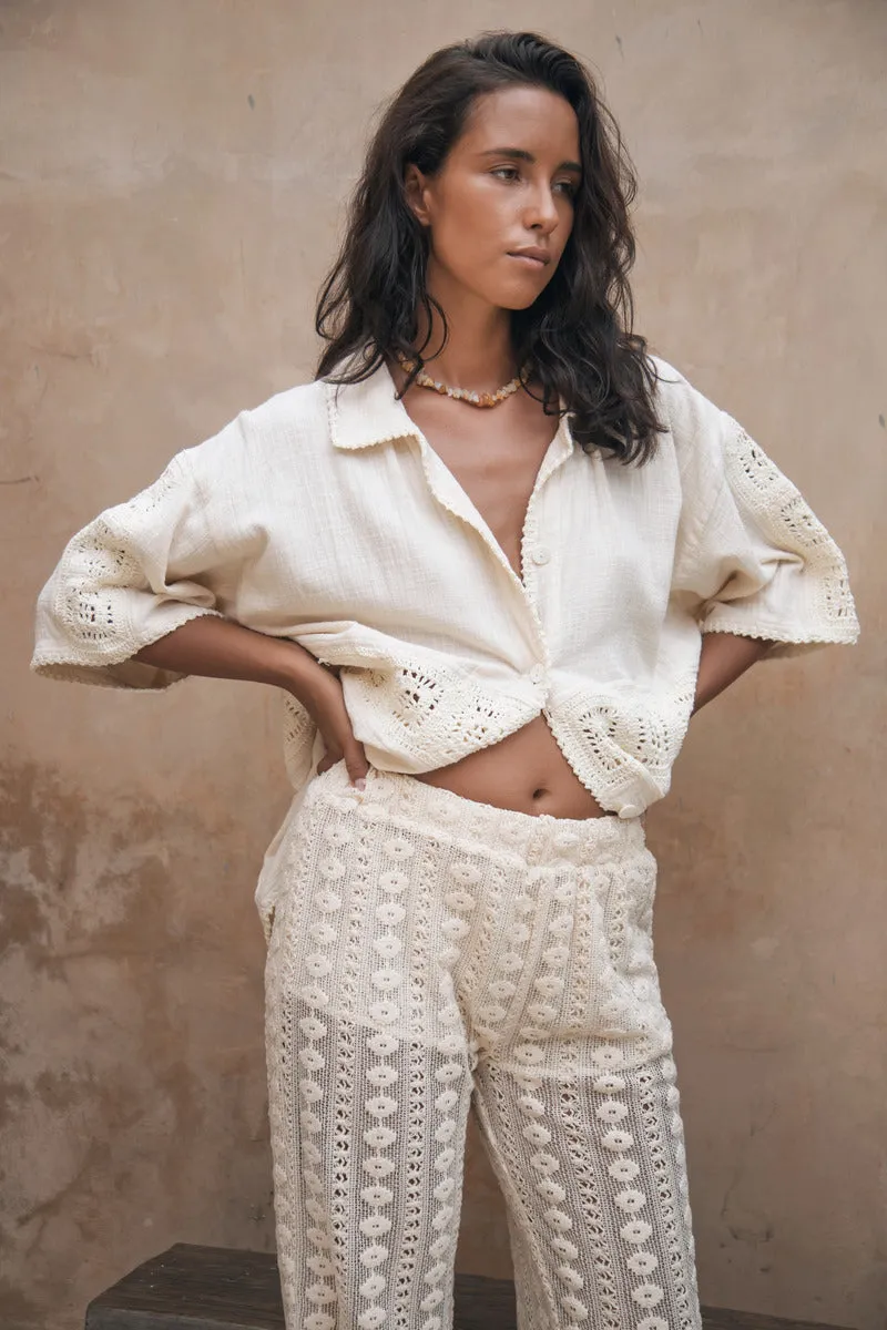 GRATEFUL HEART COTTON SHIRT - CREAM