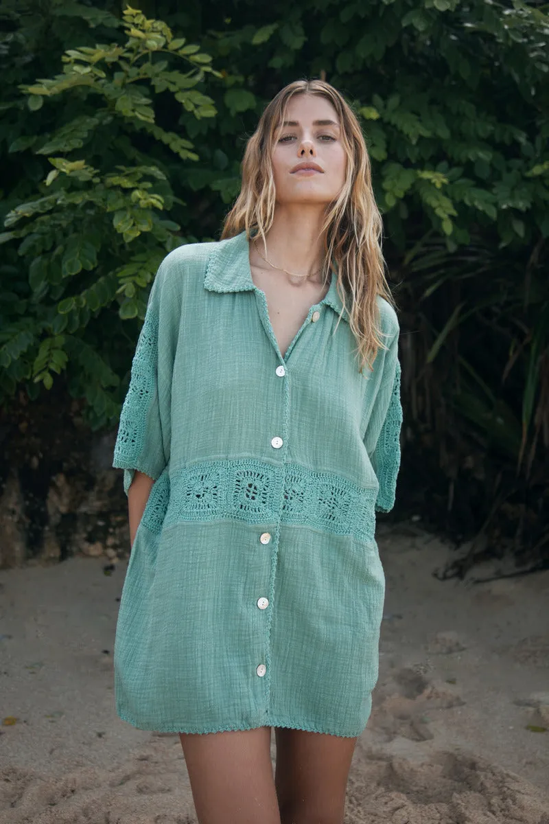 GRATEFUL HEART COTTON SHIRT - TEAL