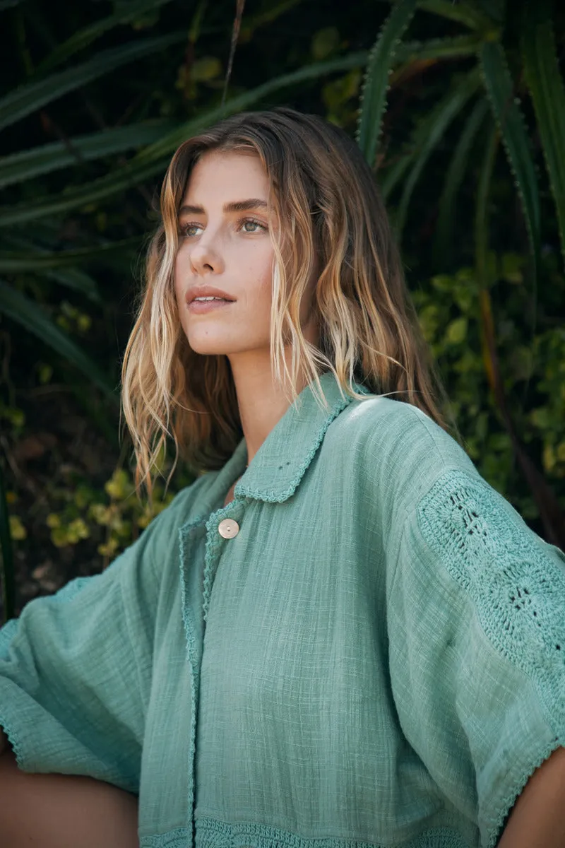 GRATEFUL HEART COTTON SHIRT - TEAL