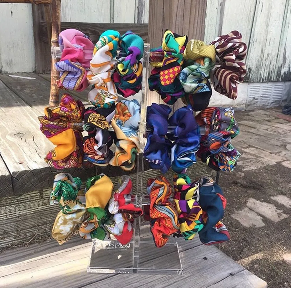 Handmade Hermes Les Folies Du Ciel Silk Scarf Scrunchie