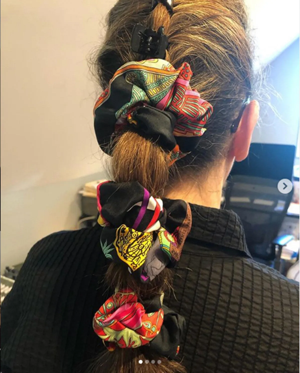 Handmade Hermes Les Folies Du Ciel Silk Scarf Scrunchie