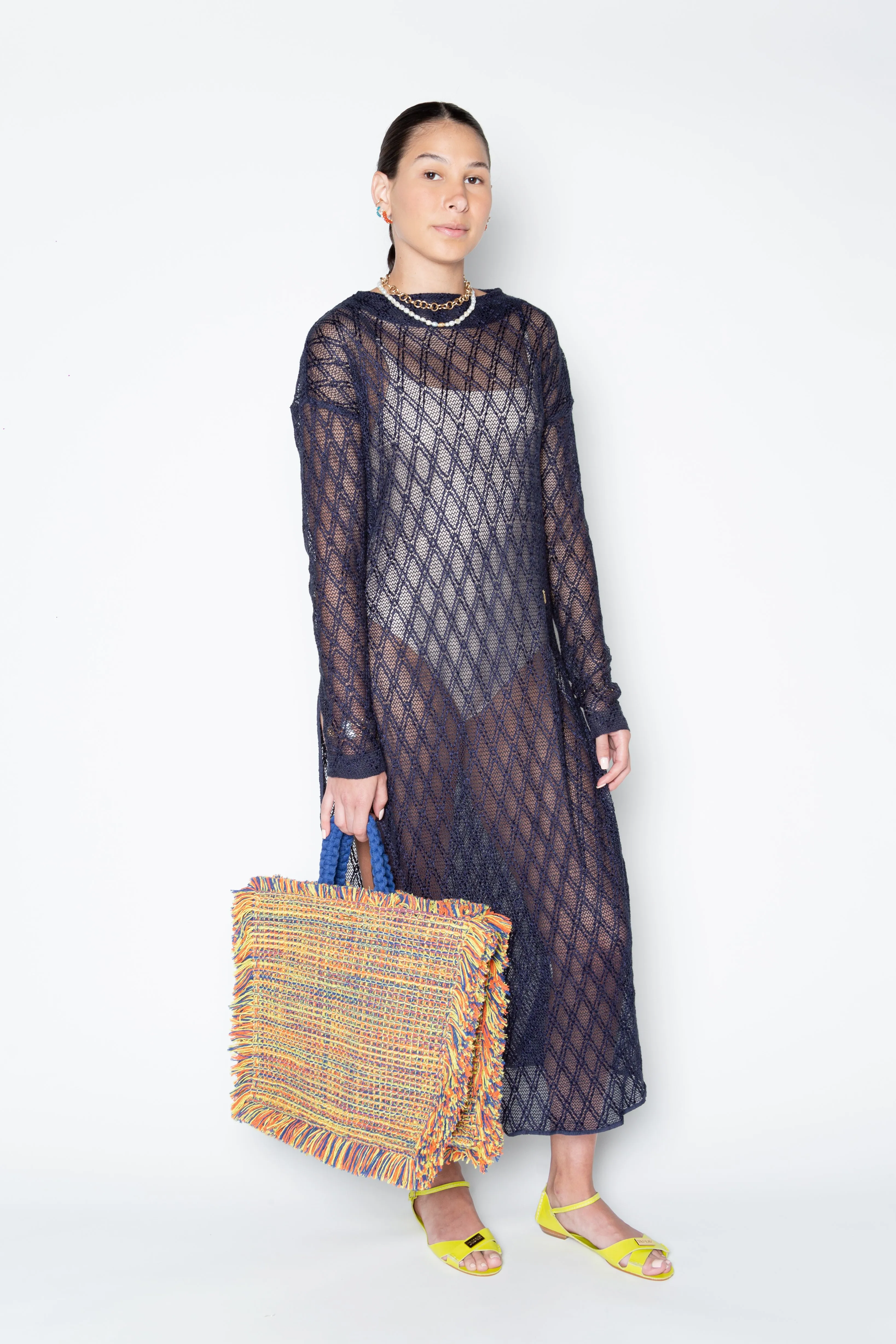 Ivory Dress - Navy