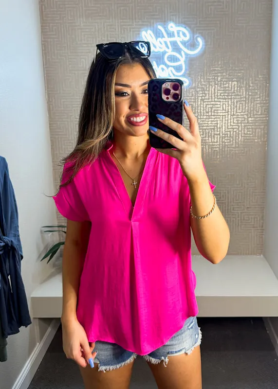 Jess V-Neck Satin Top