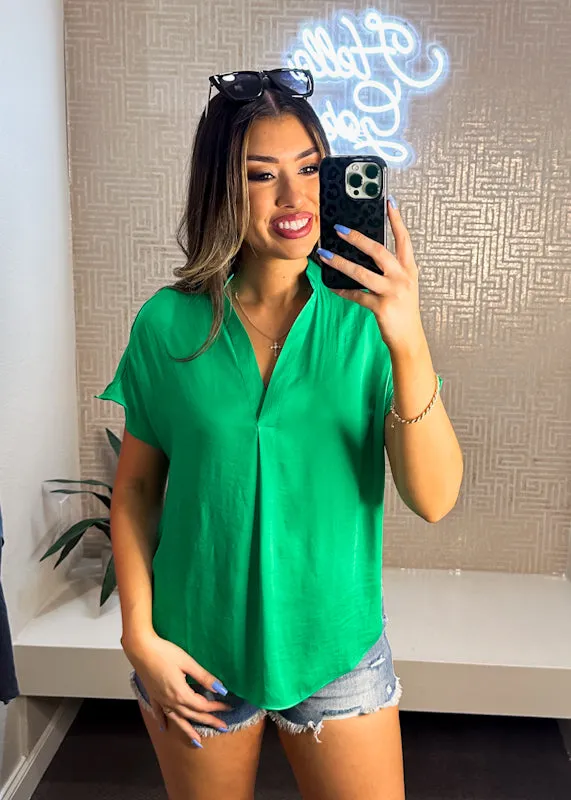 Jess V-Neck Satin Top