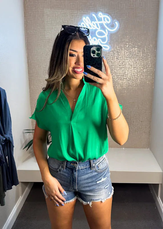 Jess V-Neck Satin Top